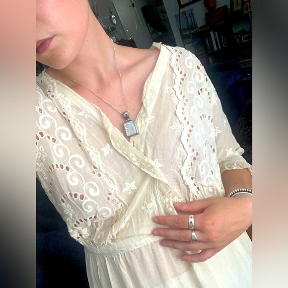 Victorian Edwardian 1870s Antique Floral Prairie Dress - Picture 3 of 12